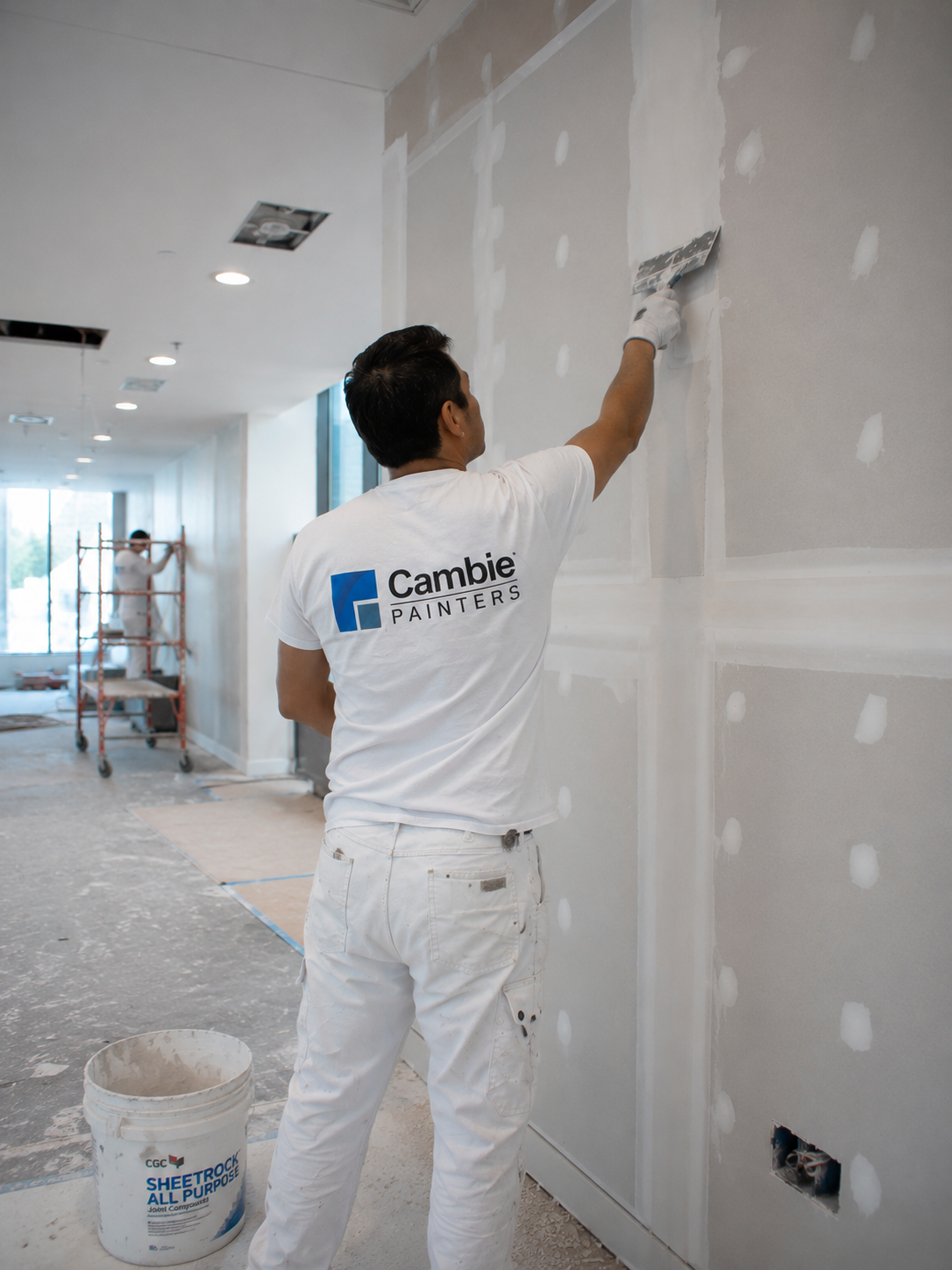 Commercial drywall repair in a Vancouver office or retail space